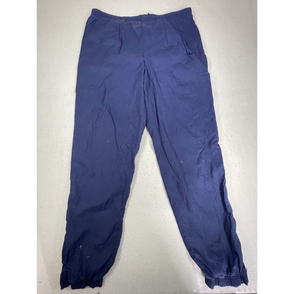 Vintage Nike Track Pants Mens Small Navy Blue High Rise 90s Drawstring Ankle Zip
